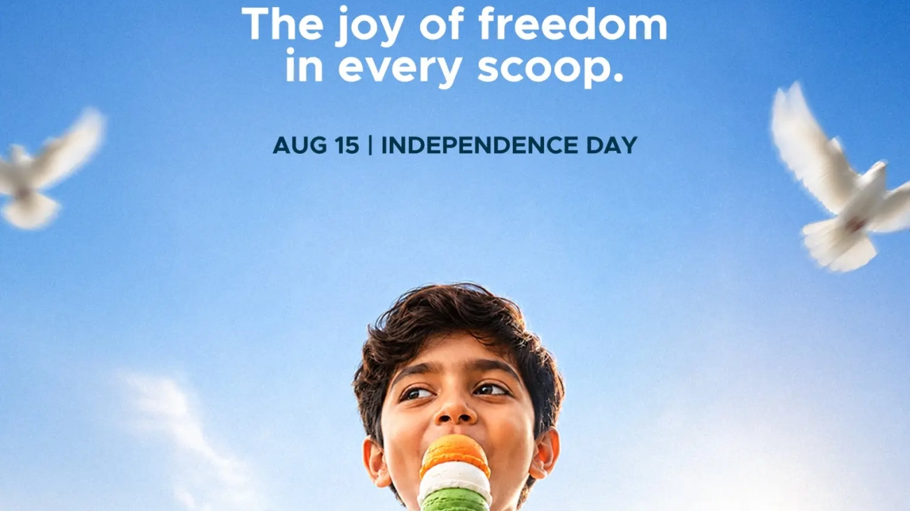 Kiwi Premium Ice Cream Independence Day 2026 celebration with tricolor ice cream
